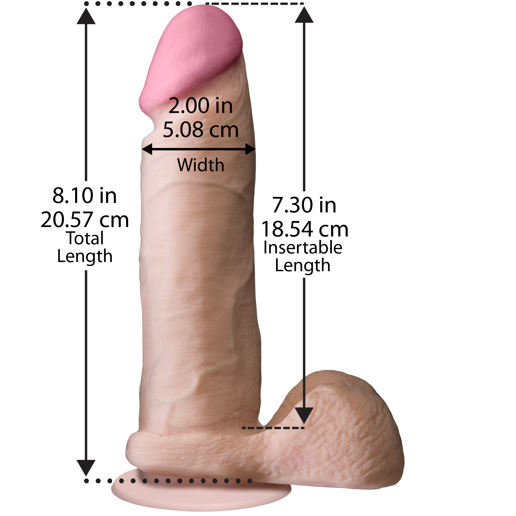 The Realistic Cock - With Removable Vac-U-Lock Suction Cup - ULTRASKYN - 8 Inch (with balls)