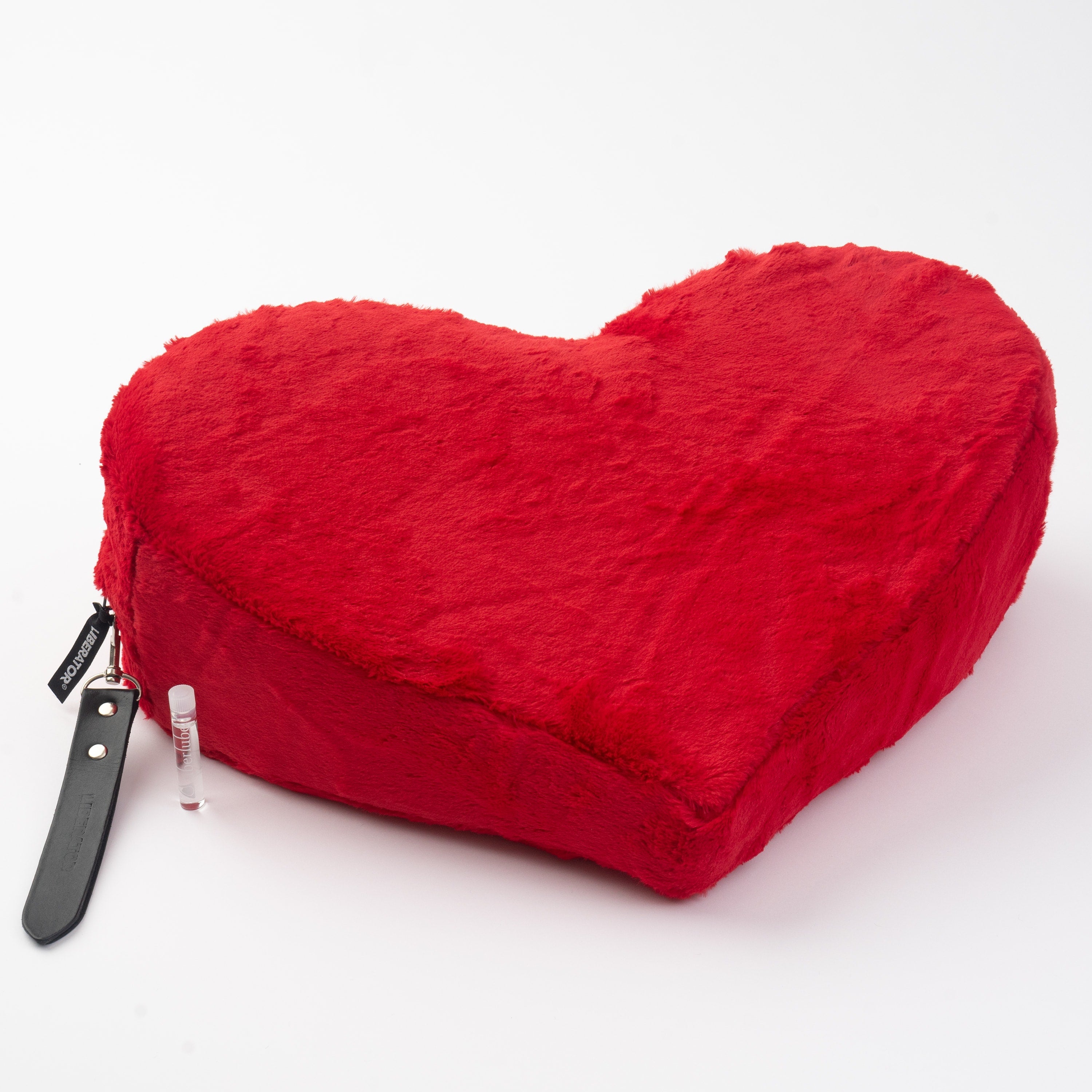 Liberator Heart Wedge Sensual Positioning Pillow - Faux Fur with Leather Slapper + Uberlube Bundle