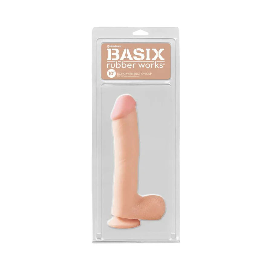 Pipedream Basix Rubber Works 10 in. Dong With Balls & Suction Cup