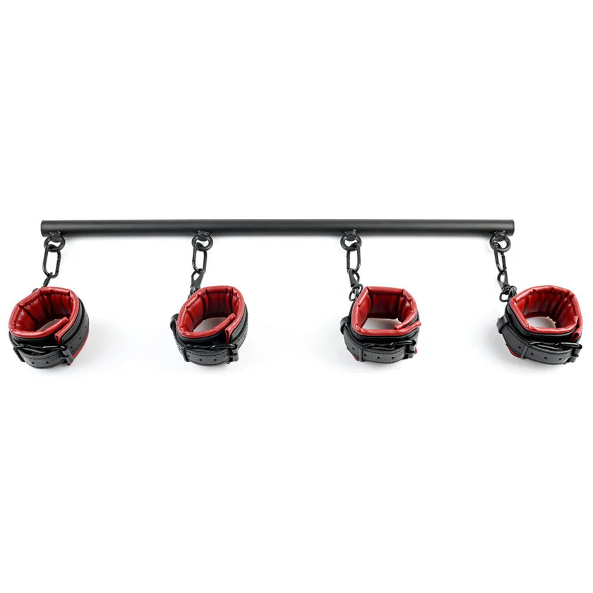 Sportsheets Saffron Spreader Bar & Cuff Set - Black/Red