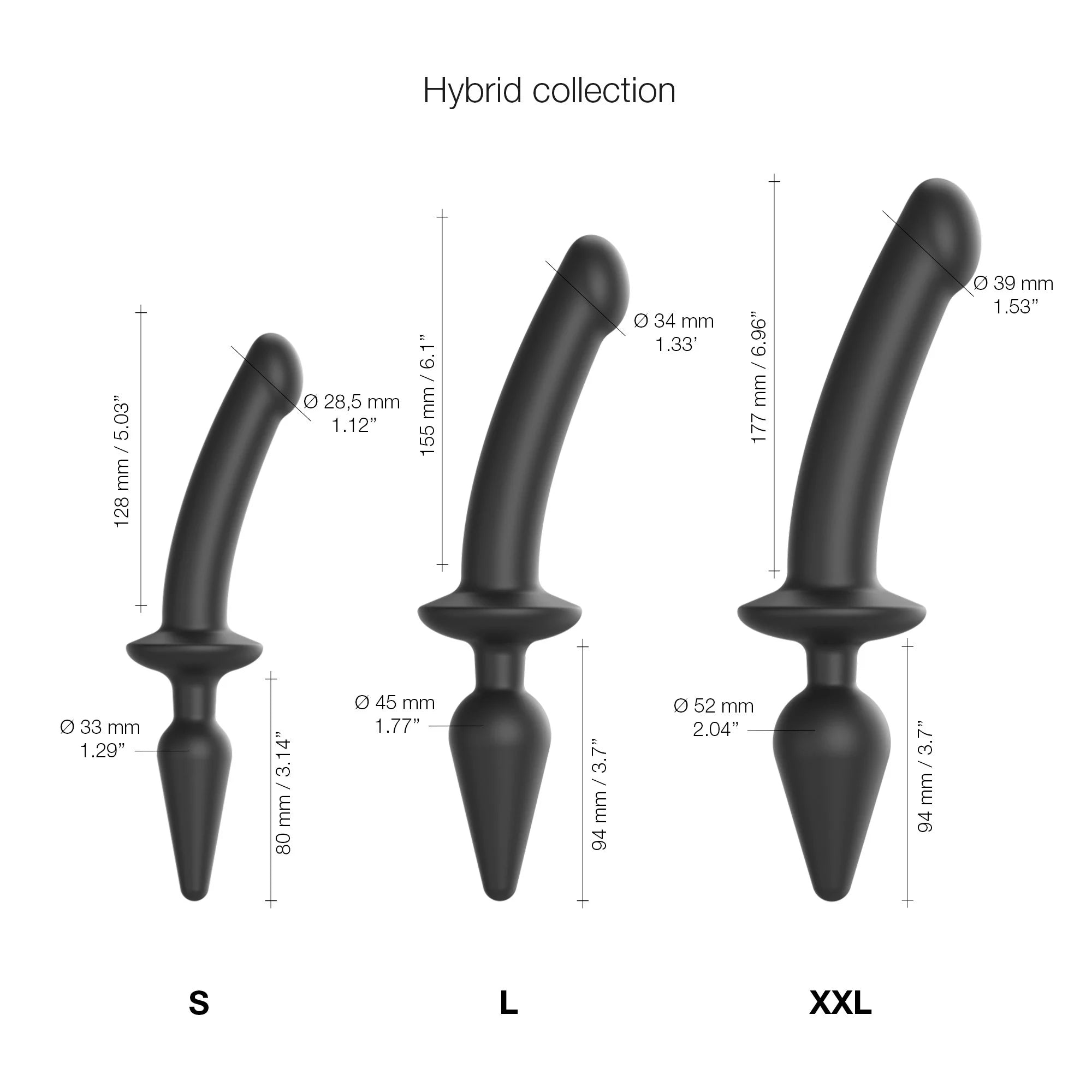 Strap-On-Me Hybrid Collection Switch Plug-In Dual-Ended Dildo & Plug - Black