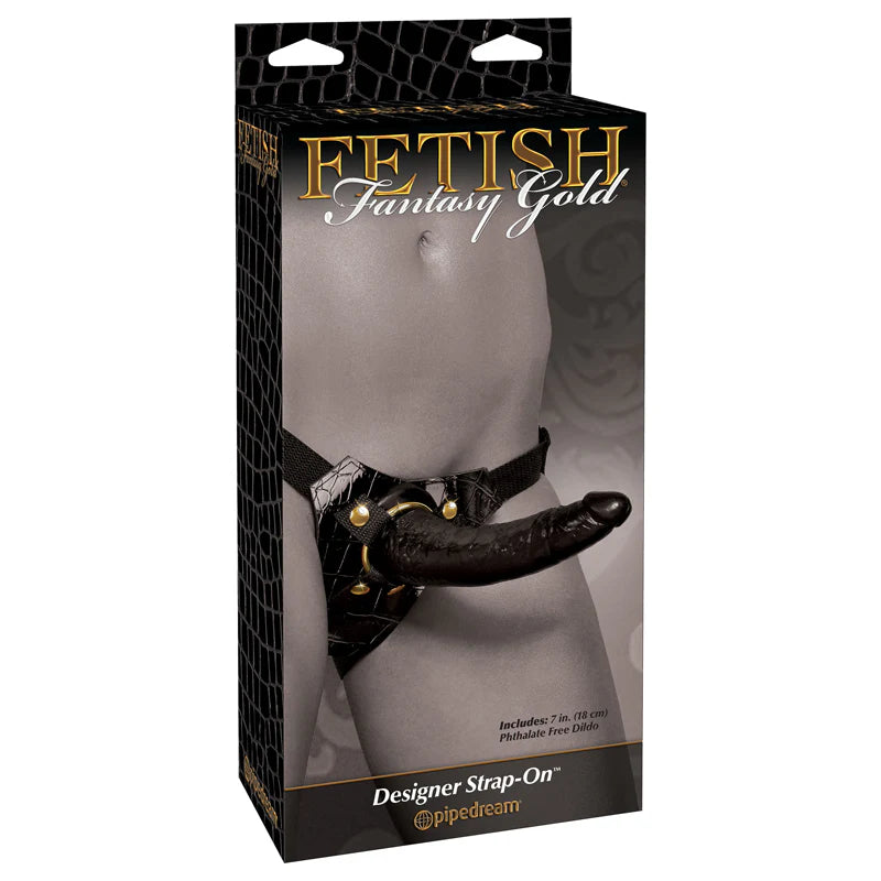 Pipedream Fetish Fantasy Gold Designer Strap-On With 7 in. Dildo