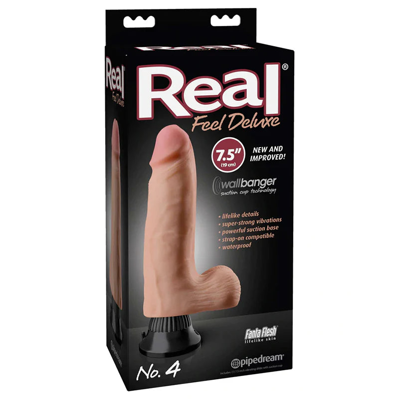 Pipedream Real Feel Deluxe No. 4 Realistic 7.5 in. Vibrating Dildo With Balls and Suction Cup