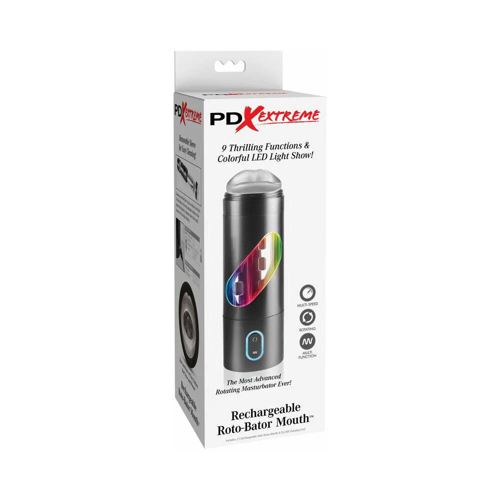 PDX Rechargeable Roto-Bator Mouth Light-Up Rotating Stroker