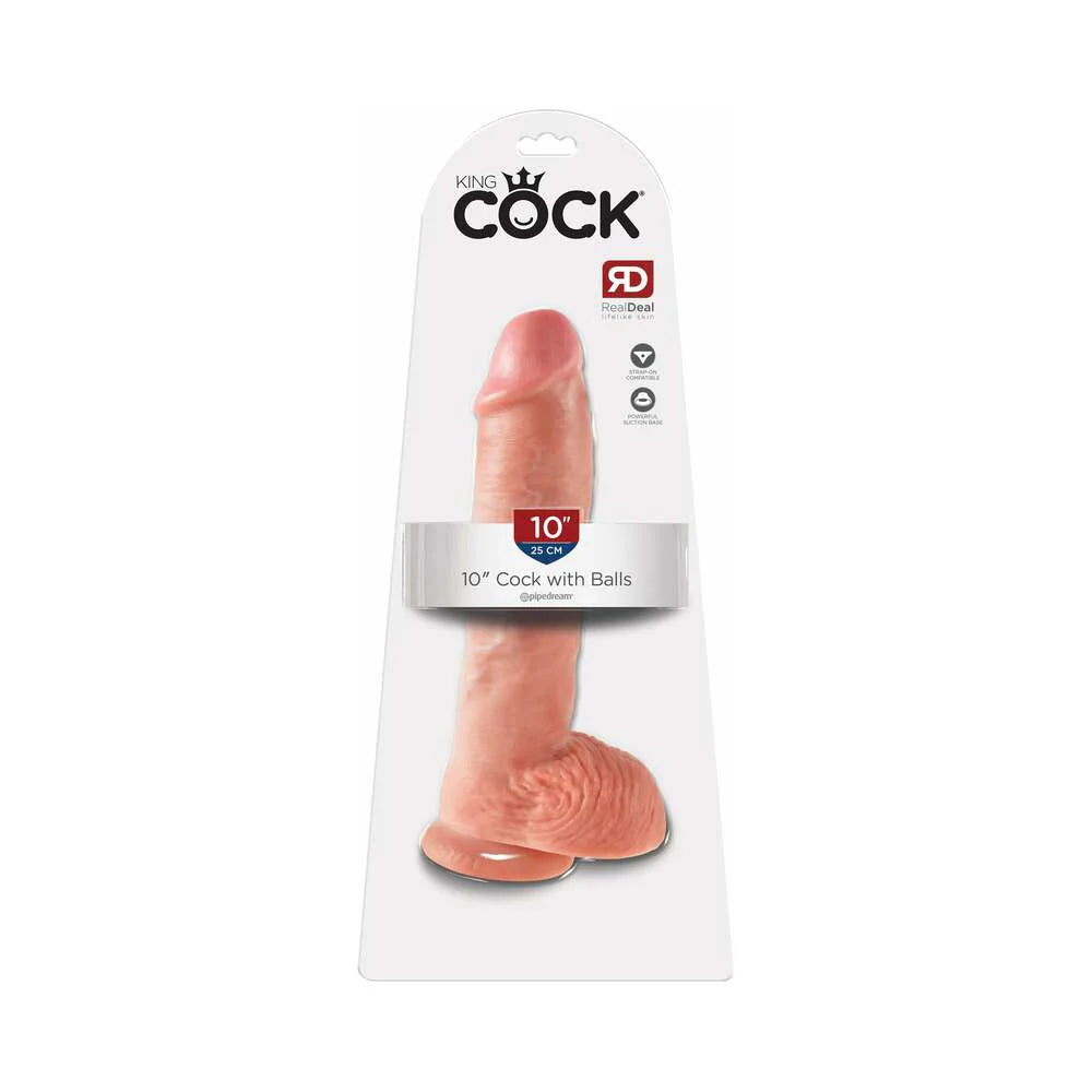 Pipedream King Cock 10 in. Cock With Balls Realistic Suction Cup Dildo