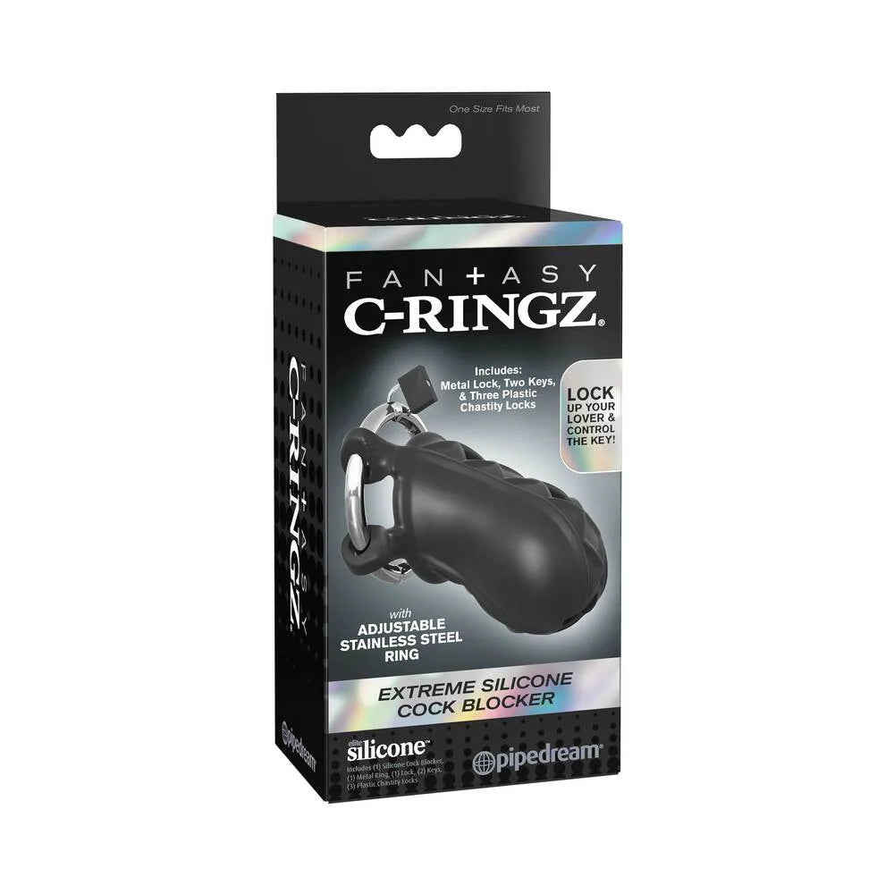 Pipedream Fantasy C-Ringz Extreme Silicone Cock Blocker Locking Chastity Cage