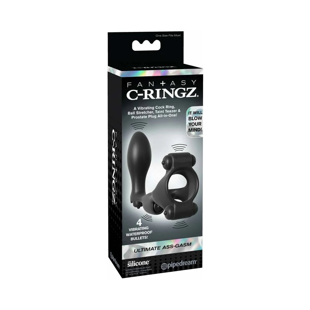 Pipedream Fantasy C-Ringz Ultimate Ass-Gasm Vibrating Silicone Cockring With Anal Plug