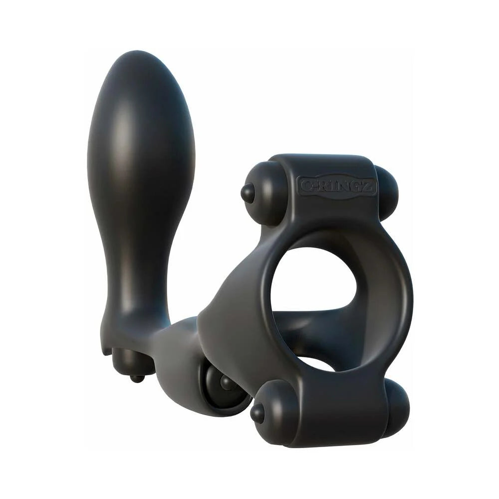 Pipedream Fantasy C-Ringz Ultimate Ass-Gasm Vibrating Silicone Cockring With Anal Plug