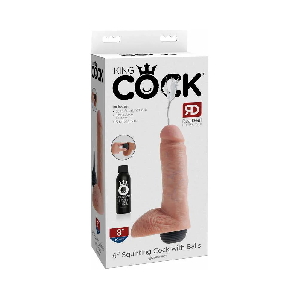 Pipedream King Cock 8 in. Squirting Cock With Balls Realistic Dildo