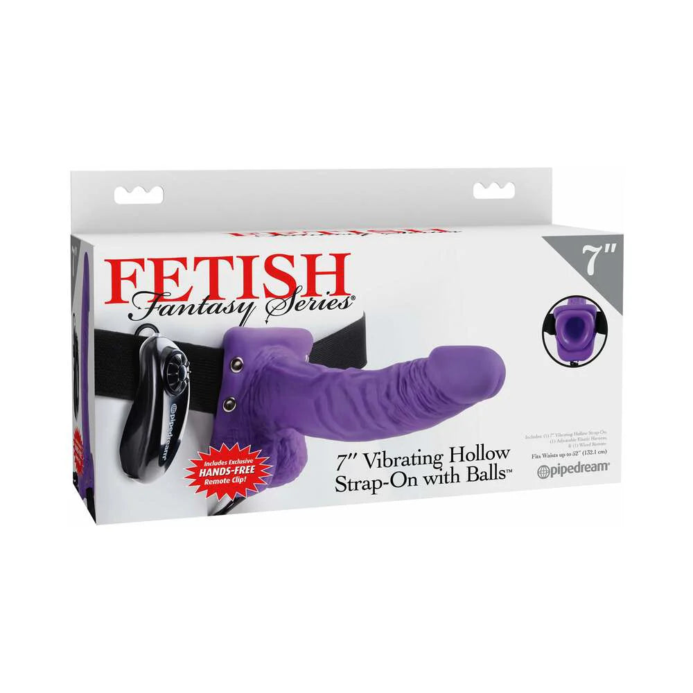Pipedream Fetish Fantasy Series 7 in. Vibrating Hollow Strap-On with Balls