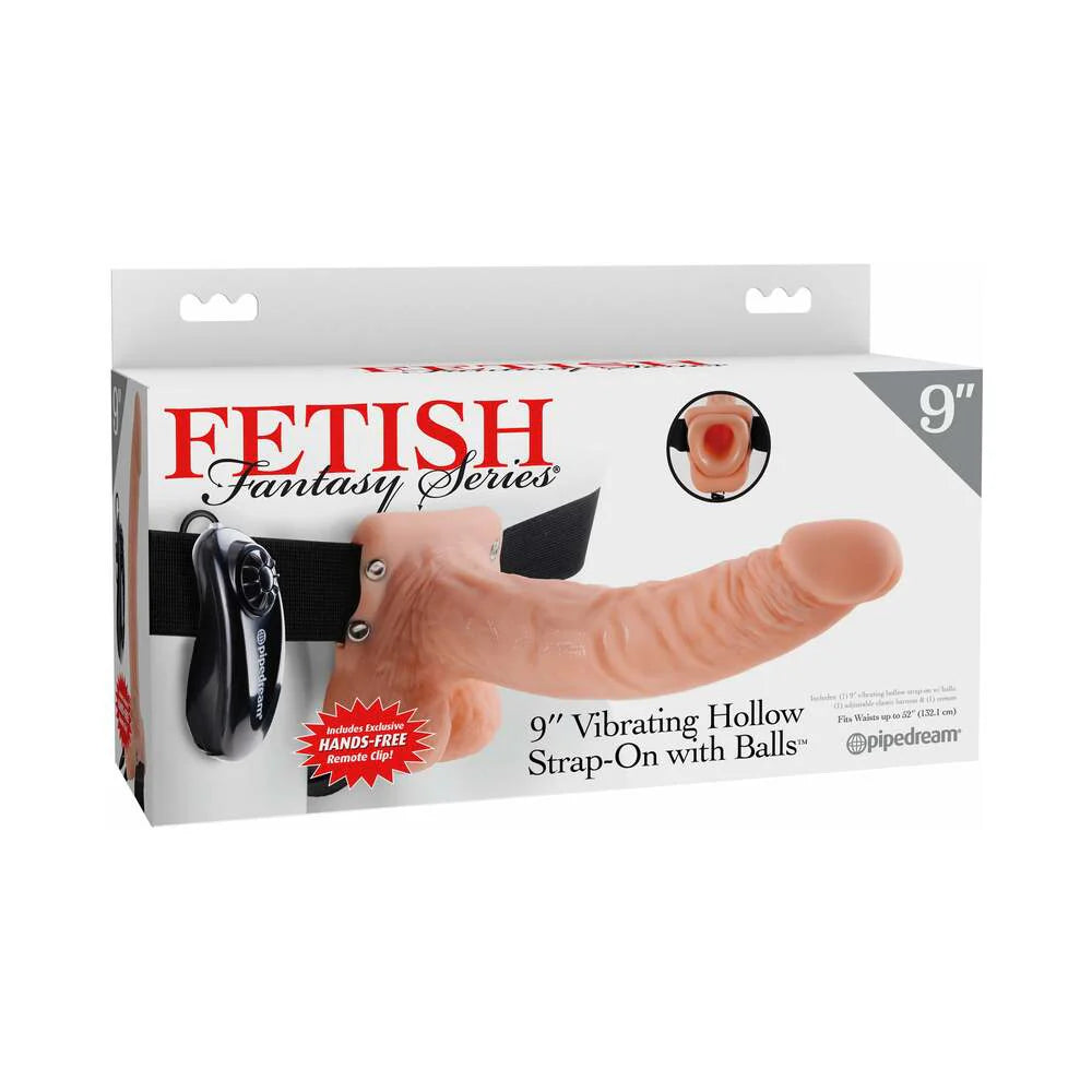 Pipedream Fetish Fantasy Series 9 in. Vibrating Hollow Strap-On with Balls