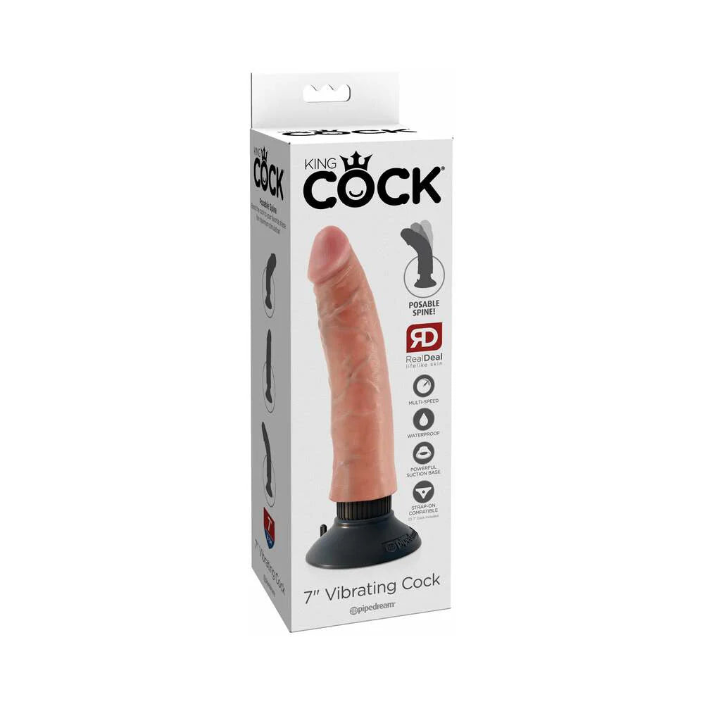 Pipedream King Cock 7 in. Vibrating Cock Poseable Dildo With Suction Cup