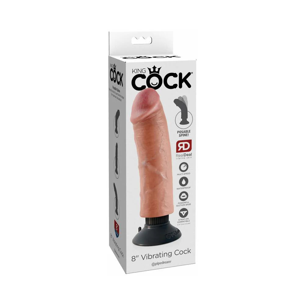 Pipedream King Cock 8 in. Vibrating Cock Poseable Dildo With Suction Cup