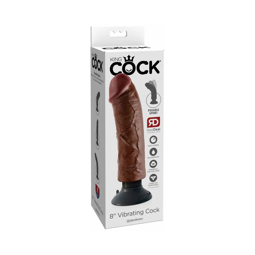 Pipedream King Cock 8 in. Vibrating Cock Poseable Dildo With Suction Cup