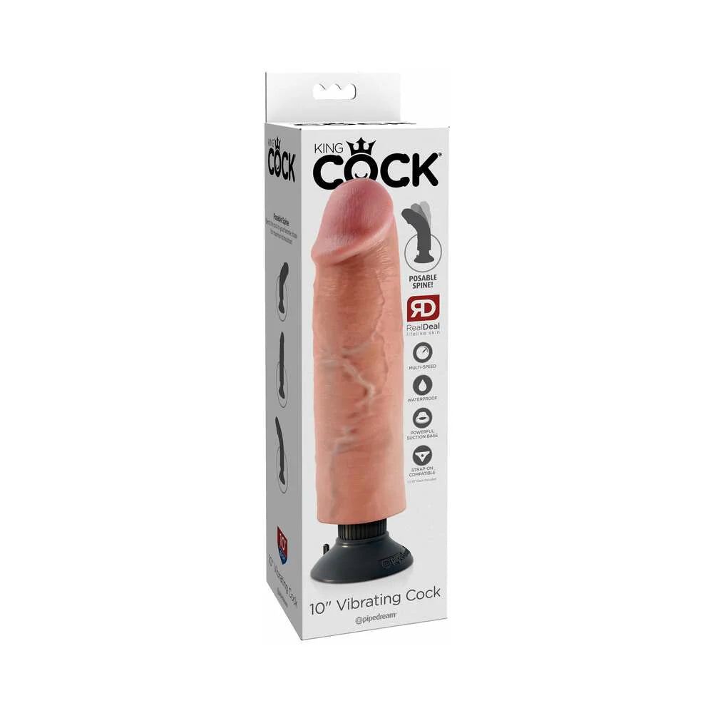 Pipedream King Cock 10 in. Vibrating Cock Poseable Dildo With Suction Cup