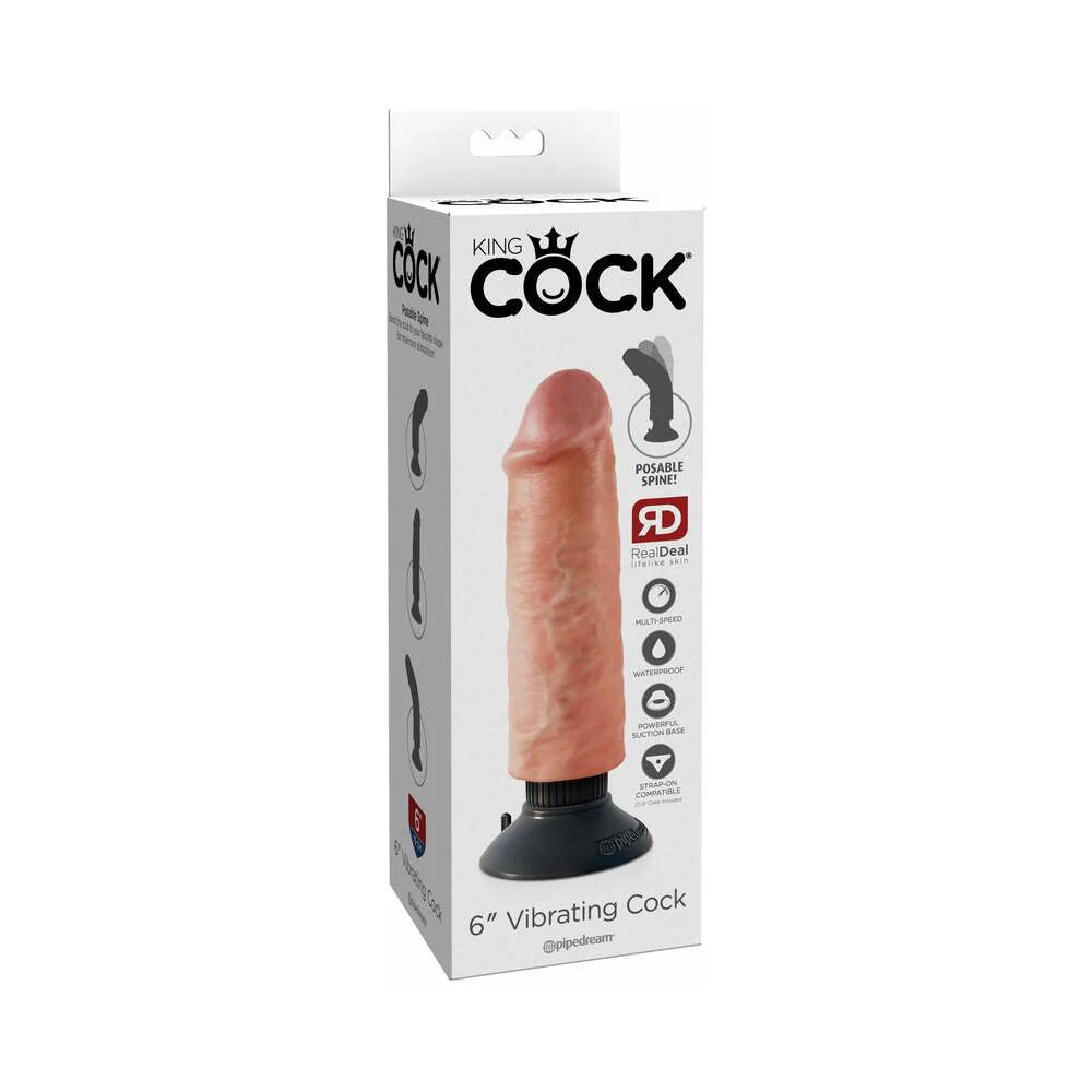 Pipedream King Cock 6 in. Vibrating Cock Poseable Dildo With Suction Cup