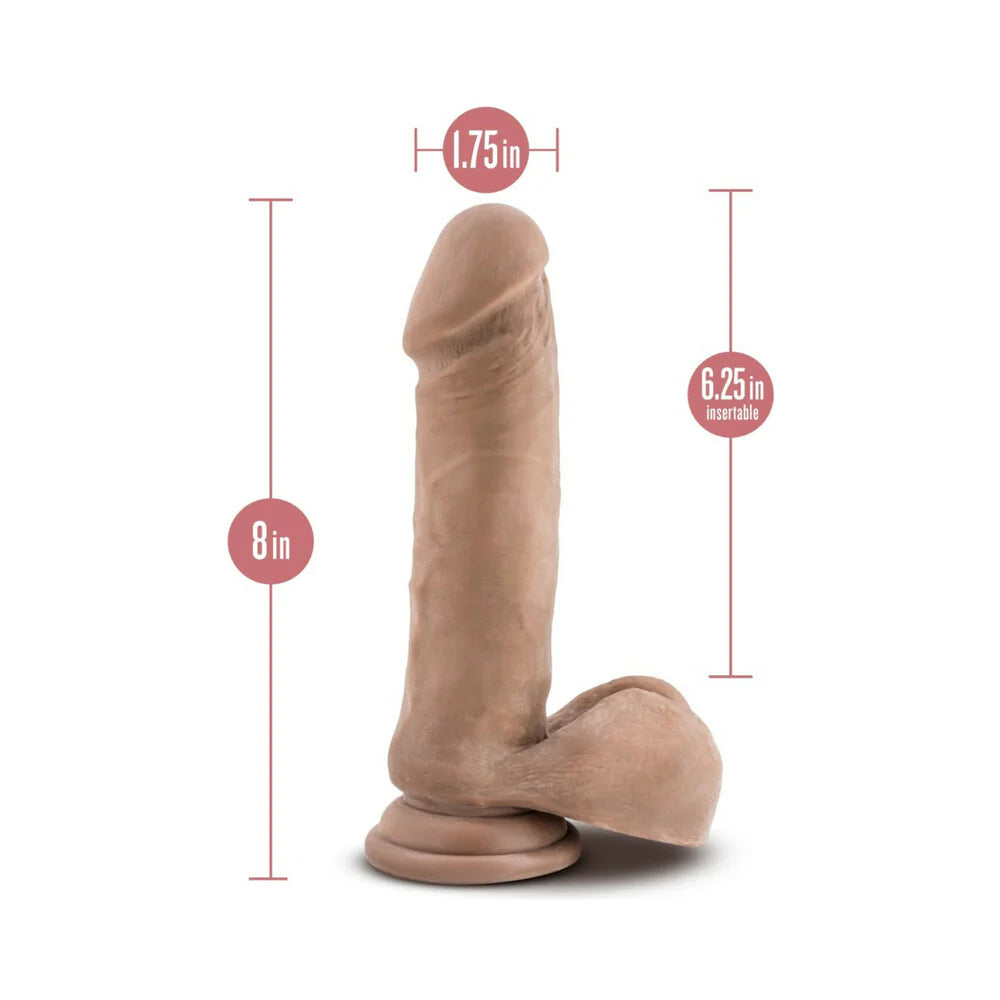 Blush Au Naturel 8 in. Posable Dual Density Dildo with Balls & Suction Cup