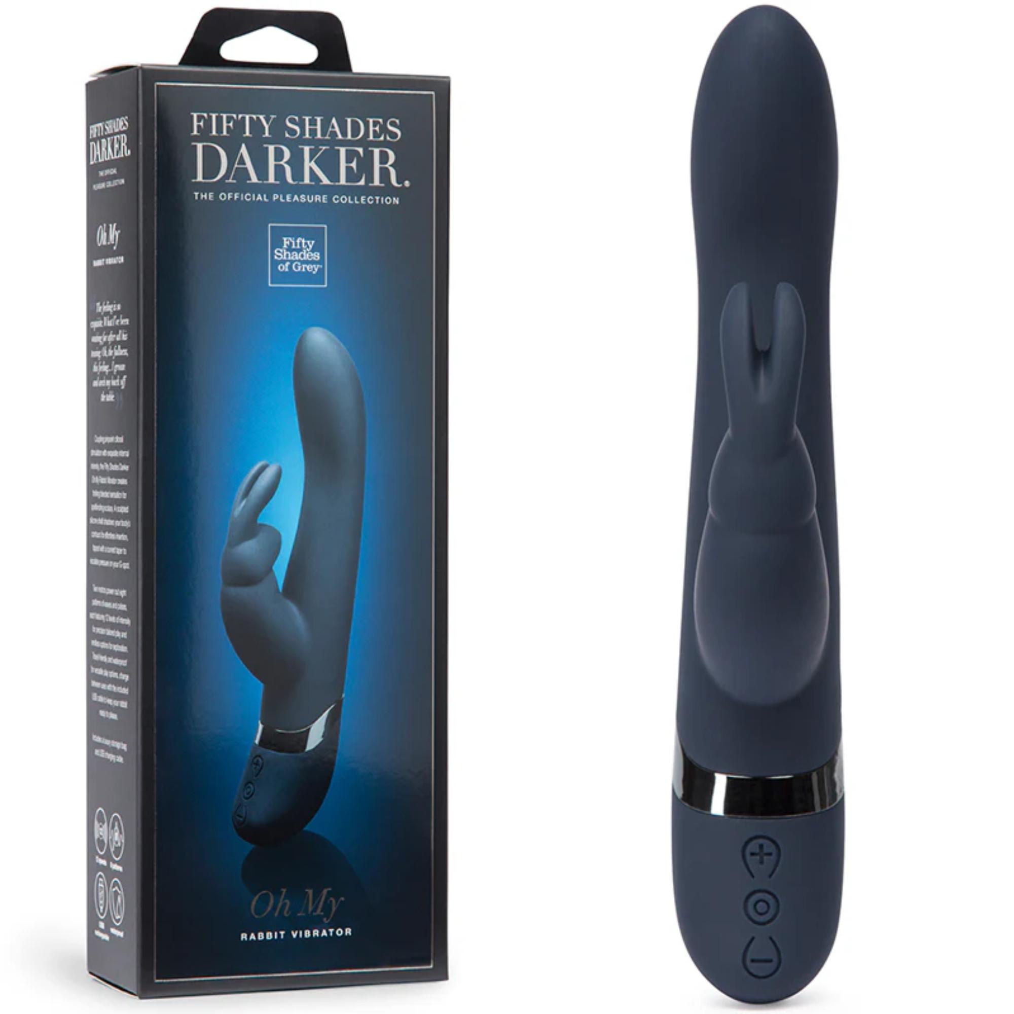 Fifty Shades Darker Oh My Rechargeable Silicone Rabbit Vibrator Slate Blue