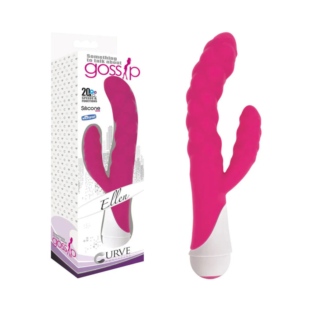 Curve Toys Gossip Ellen Waterproof Textured Silicone Flexible Dual Stimulation Vibrator