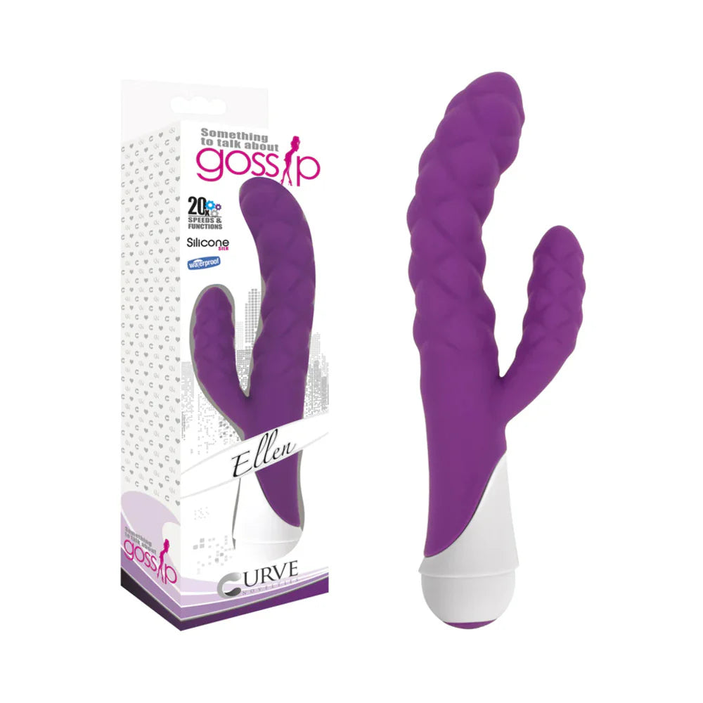 Curve Toys Gossip Ellen Waterproof Textured Silicone Flexible Dual Stimulation Vibrator