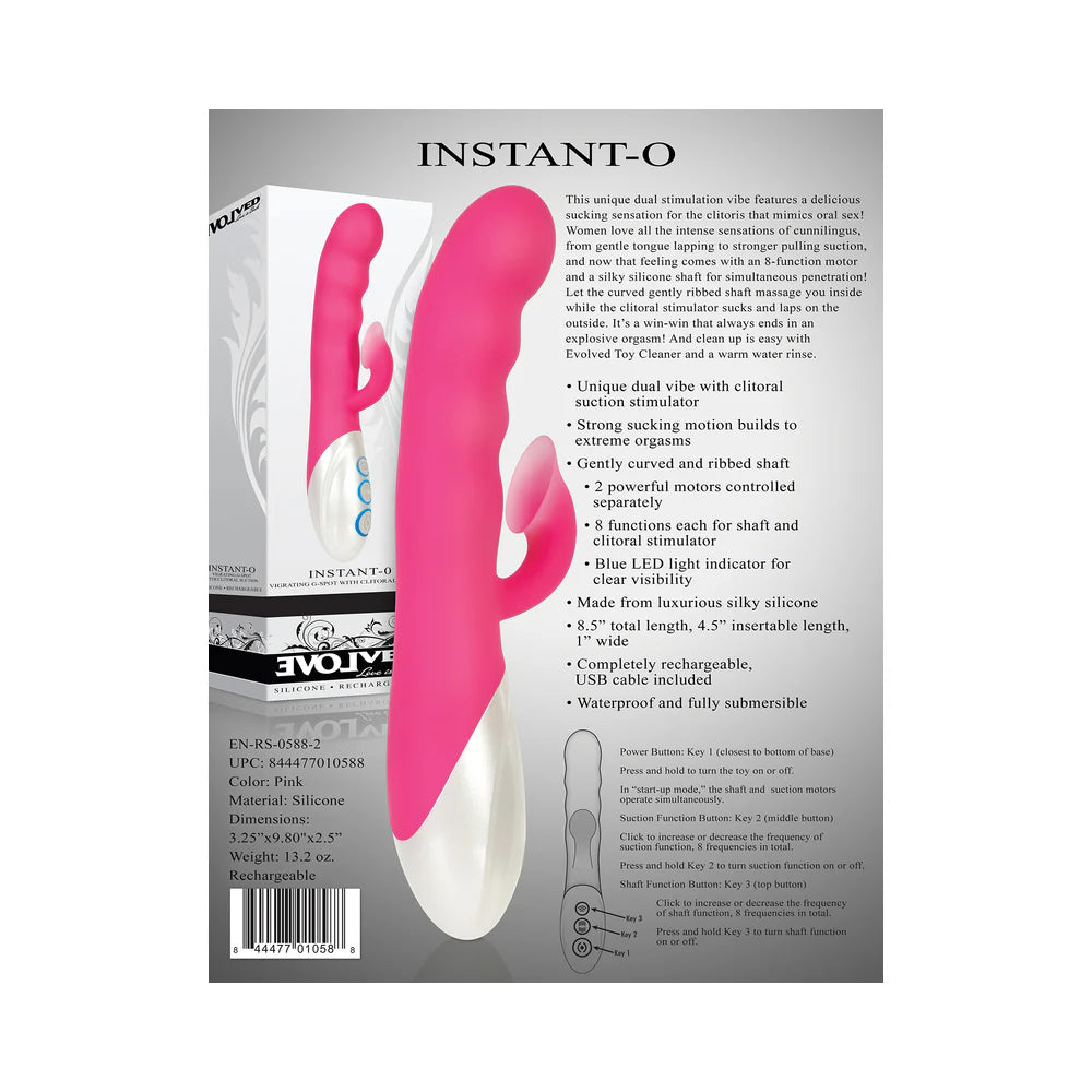 Evolved Instant-O Rechargeable Silicone Dual Stimulator With Clitoral Suction