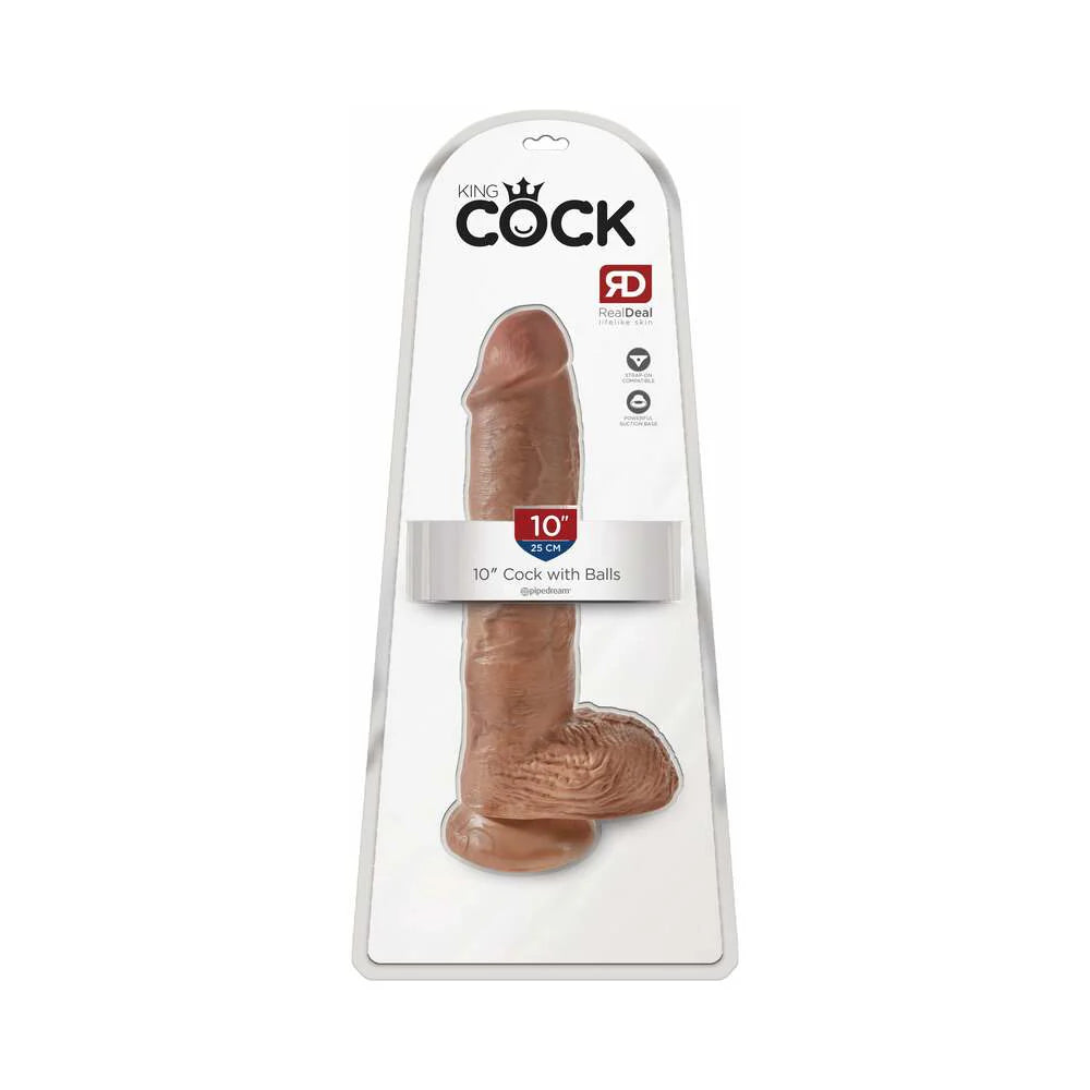 Pipedream King Cock 10 in. Cock With Balls Realistic Suction Cup Dildo