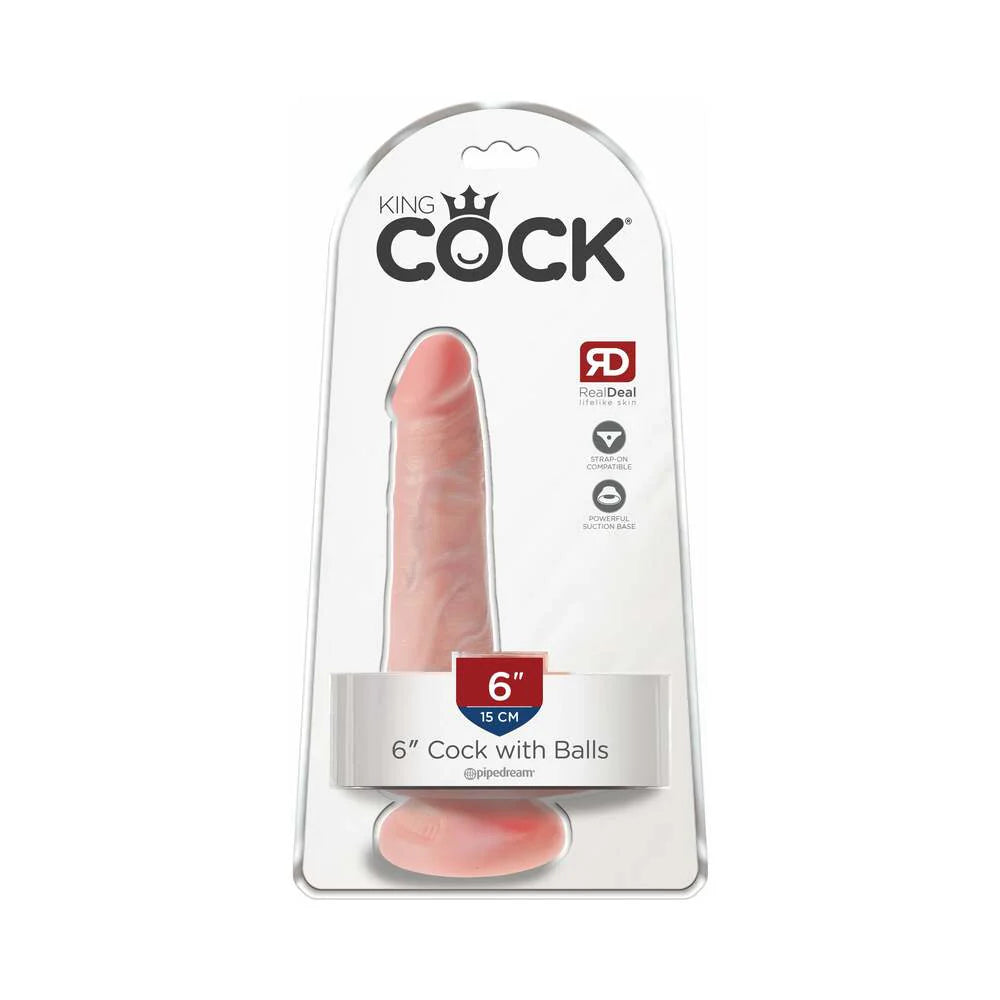 Pipedream King Cock 6 in. Cock With Balls Realistic Suction Cup Dildo