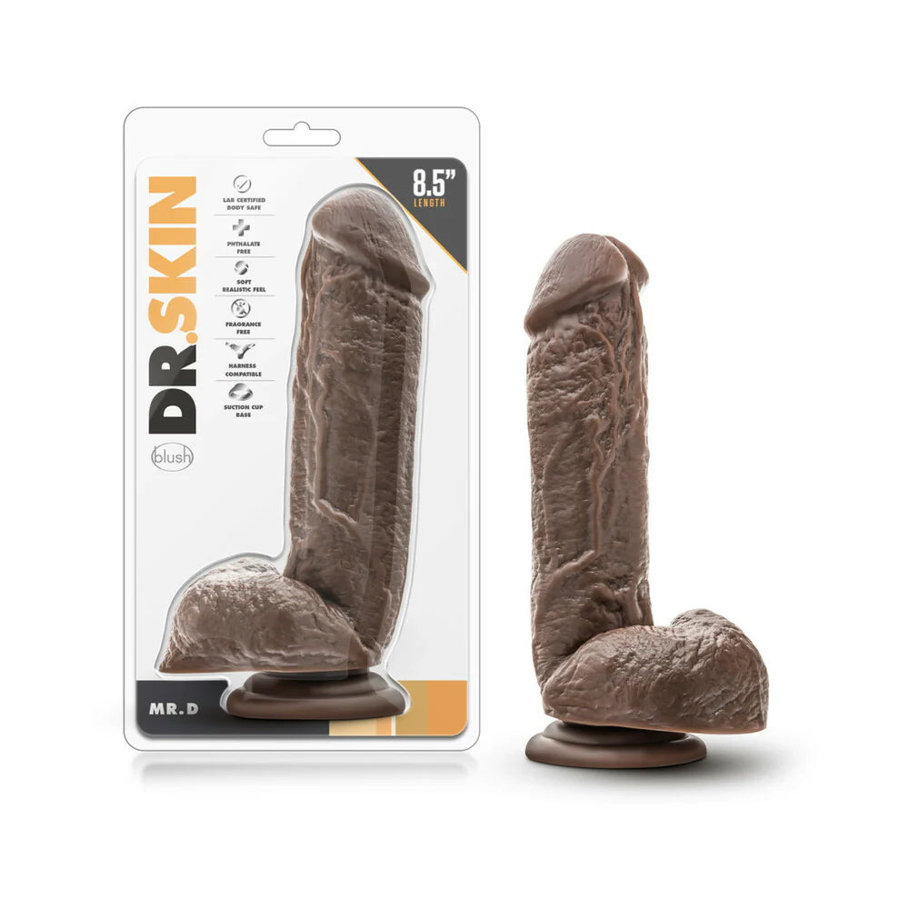 Blush Dr. Skin Silver Collection Mr. D Dildo with Balls and Suction Cup 8.5in