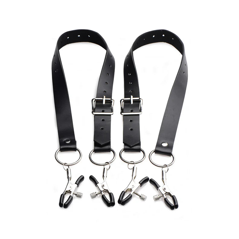 Master Series Spread Labia Spreader Straps with Clitoral Clamps