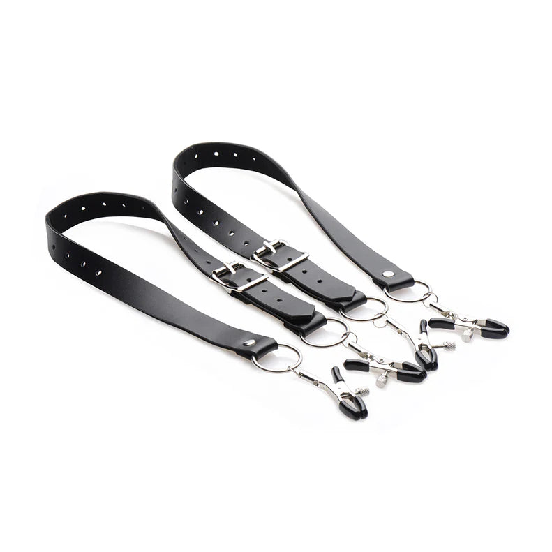 Master Series Spread Labia Spreader Straps with Clitoral Clamps