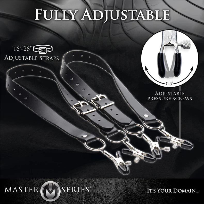 Master Series Spread Labia Spreader Straps with Clitoral Clamps