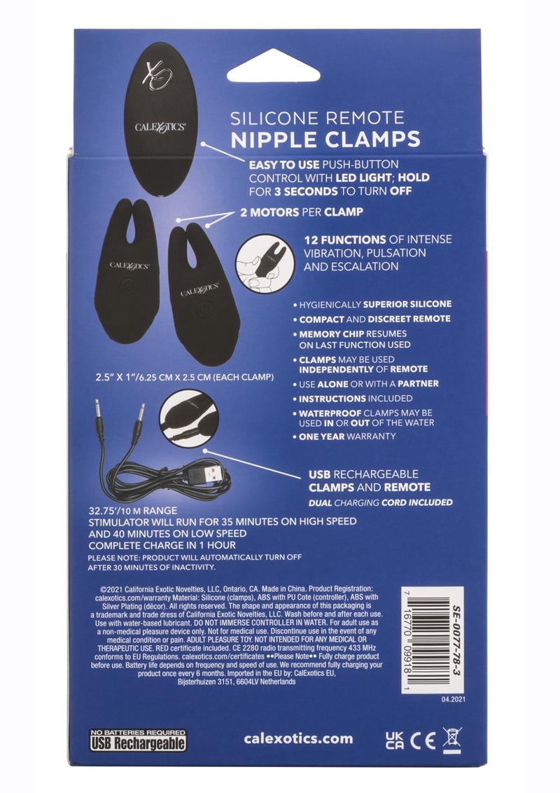 CalExotics Silicone Remote Controlled Rechargeable Nipple Clamps