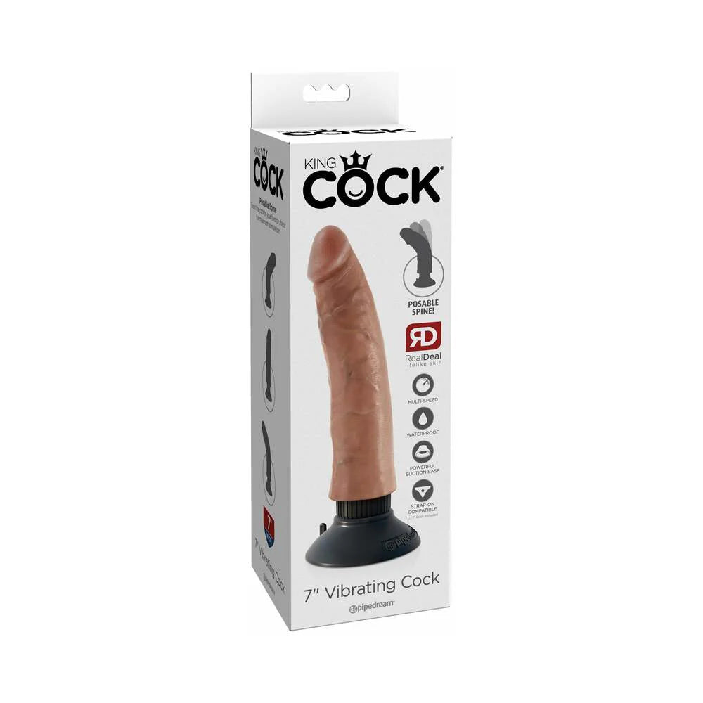 Pipedream King Cock 7 in. Vibrating Cock Poseable Dildo With Suction Cup