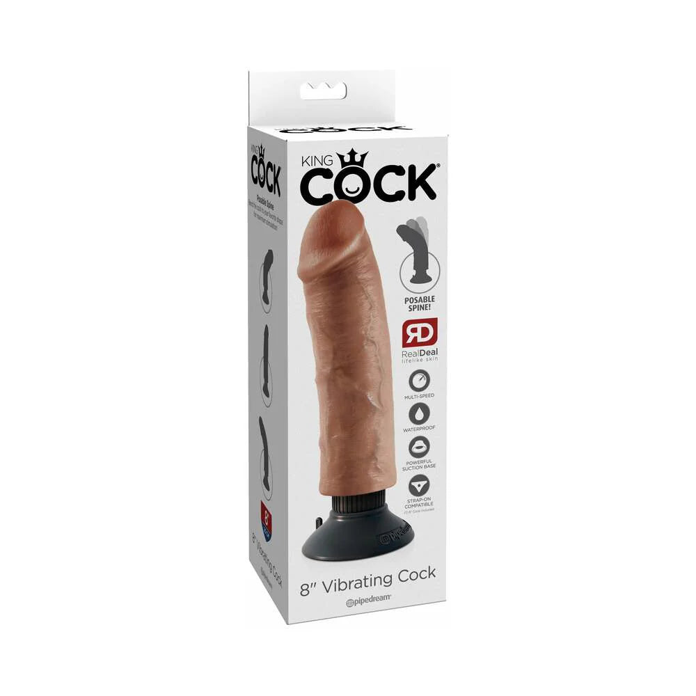 Pipedream King Cock 8 in. Vibrating Cock Poseable Dildo With Suction Cup