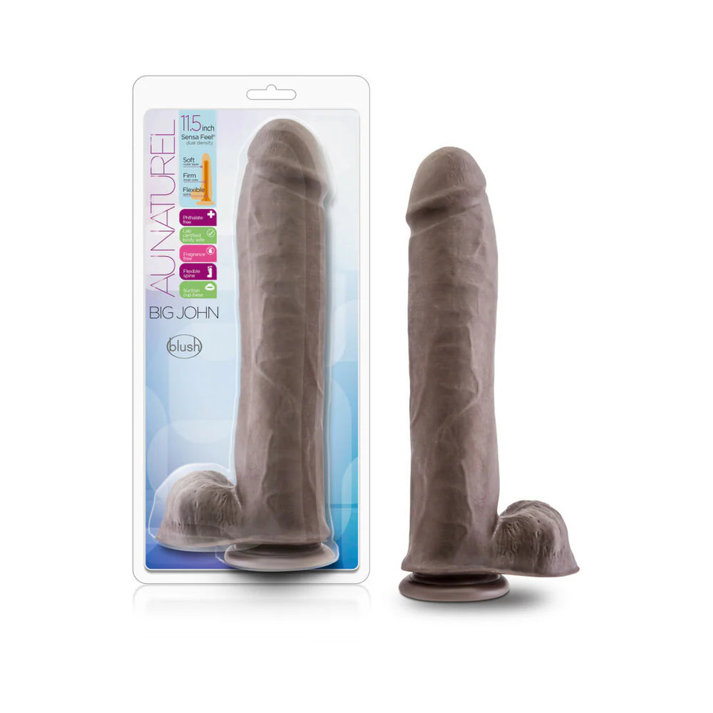 Blush Au Naturel Big John 11.5 in. Posable Dual Density Dildo with Balls & Suction Cup