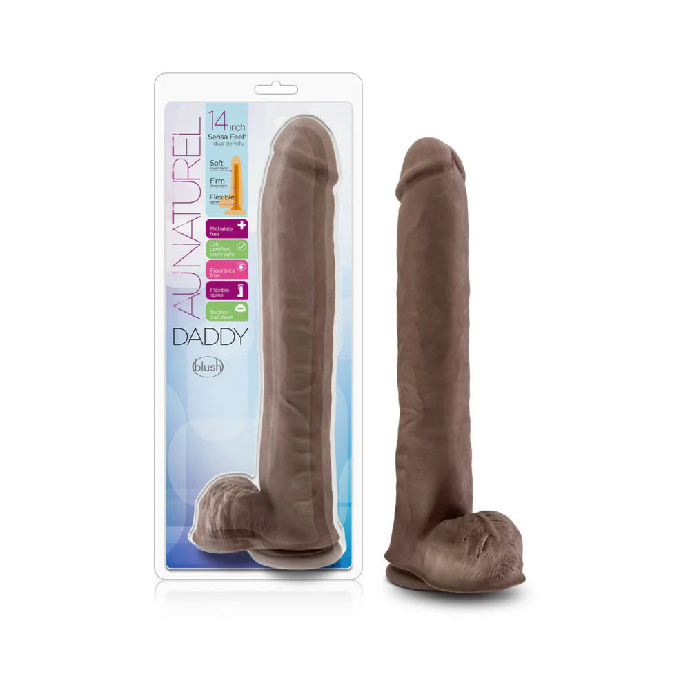 Blush Au Naturel Daddy 14 in. Posable Dual Density Dildo with Balls & Suction Cup