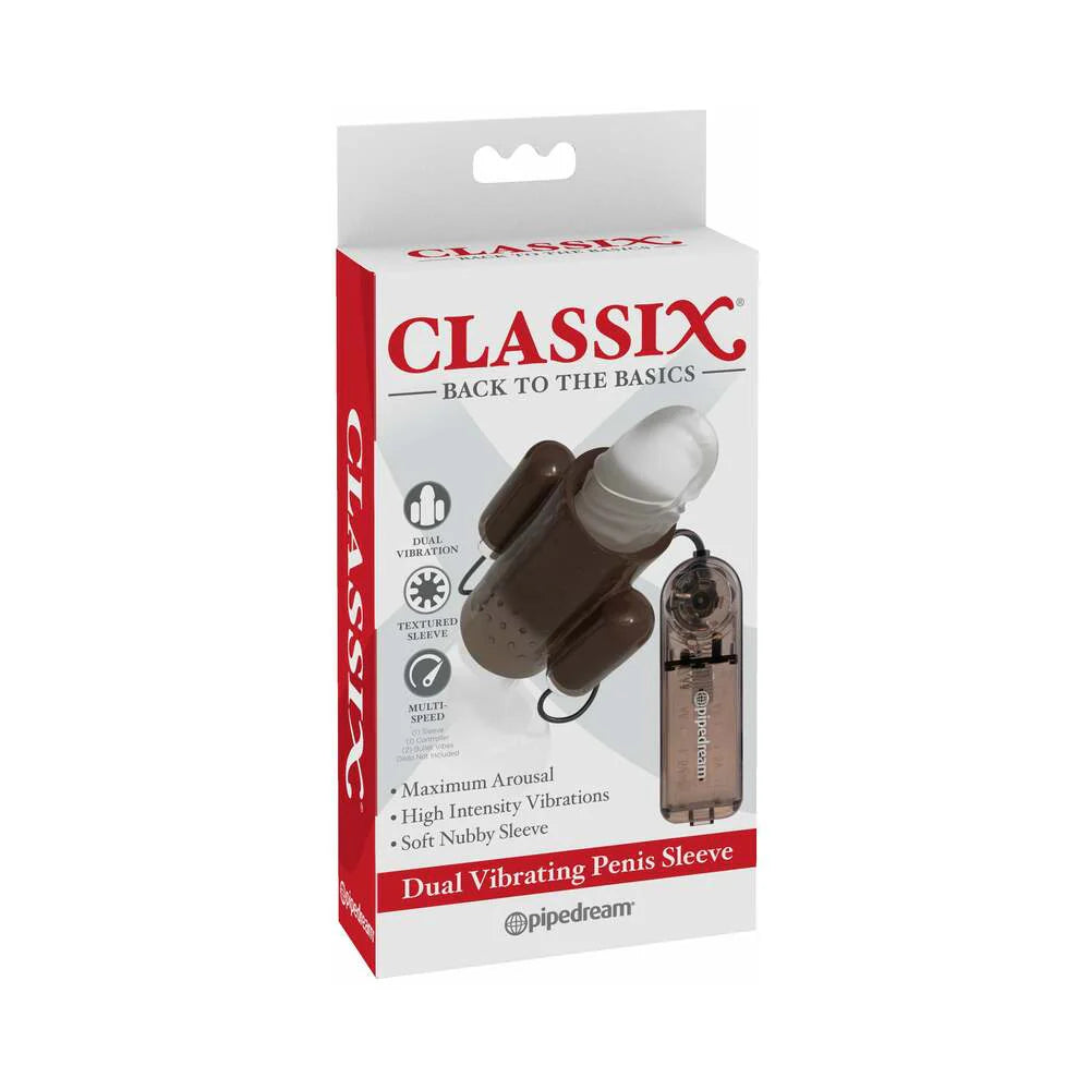 Pipedream Classix Dual Vibrating Textured Penis Sleeve with Remote Control