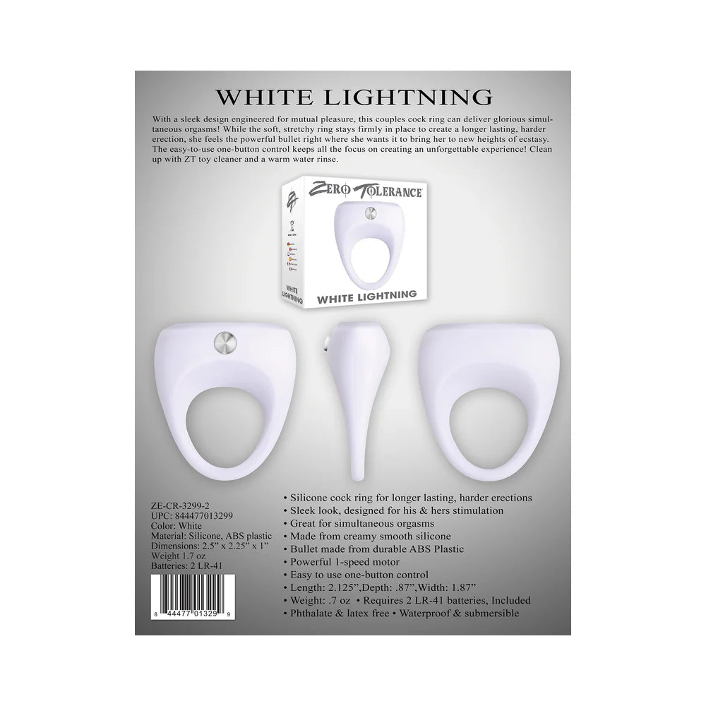 Zero Tolerance White Lightning Vibrating Silicone Cockring