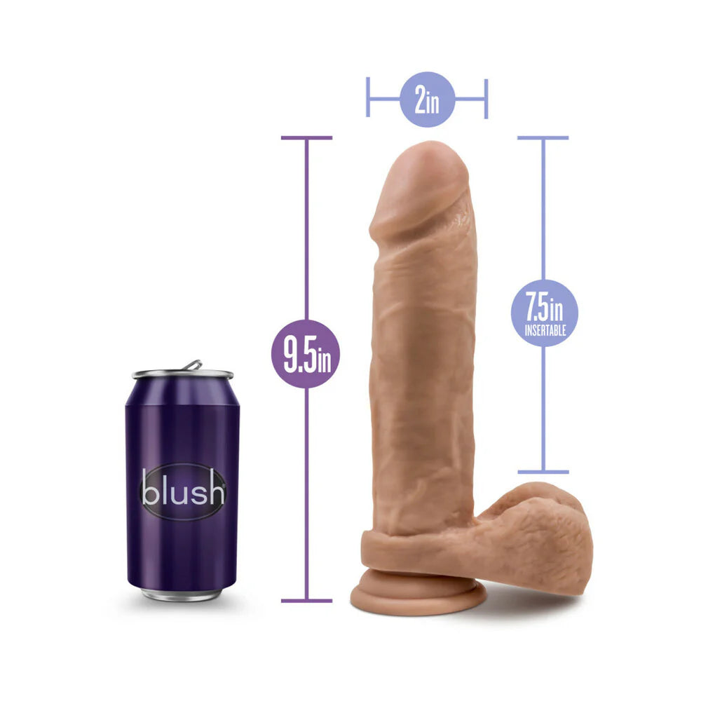 Blush Au Naturel 9.5 in. Posable Dual Density Dildo with Balls & Suction Cup