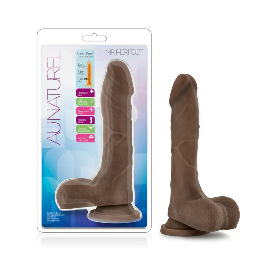 Blush Au Naturel Mister Perfect 8.5 in. Posable Dual Density Dildo with Balls & Suction Cup