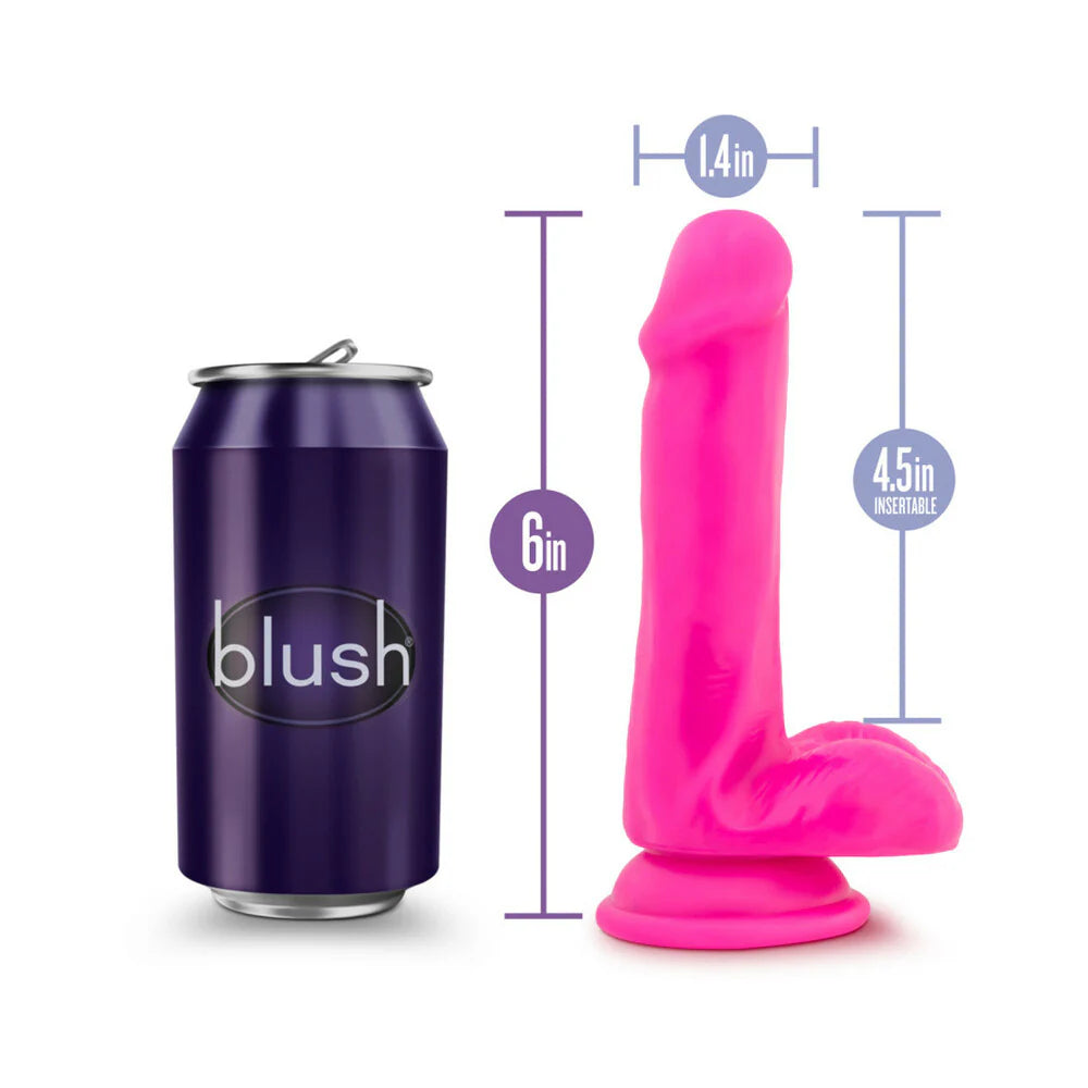 Blush Au Naturel Bold Delight 6 in. Posable Dual Density Dildo with Balls & Suction Cup