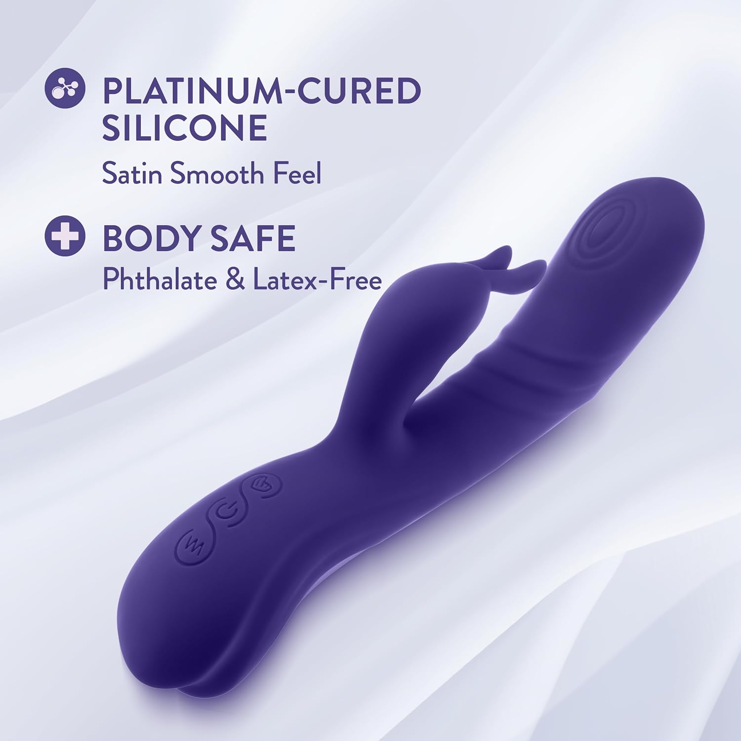 Blush Collection Harper Rechargeable Silicone Rabbit Vibrator - Midnight Blue