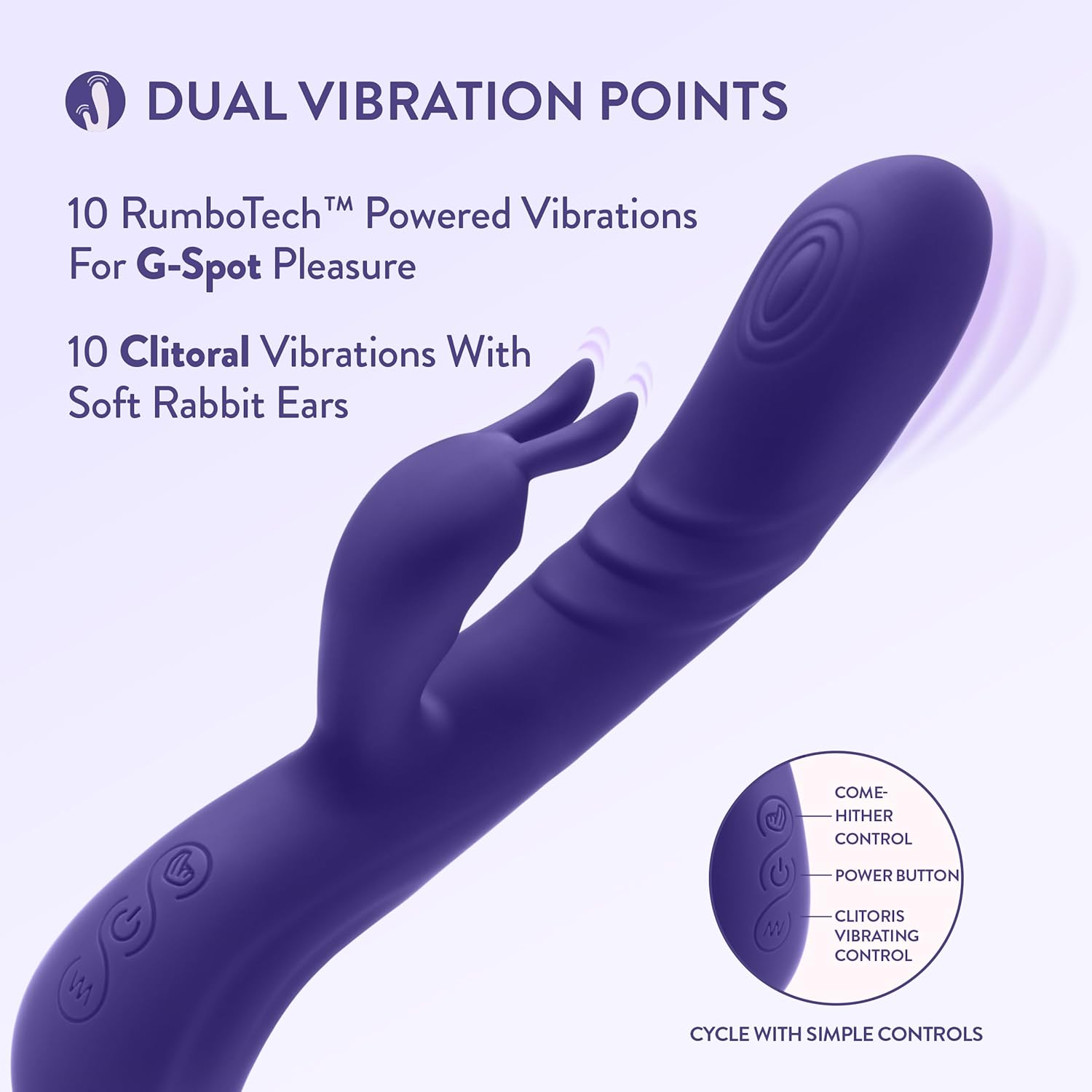 Blush Collection Harper Rechargeable Silicone Rabbit Vibrator - Midnight Blue