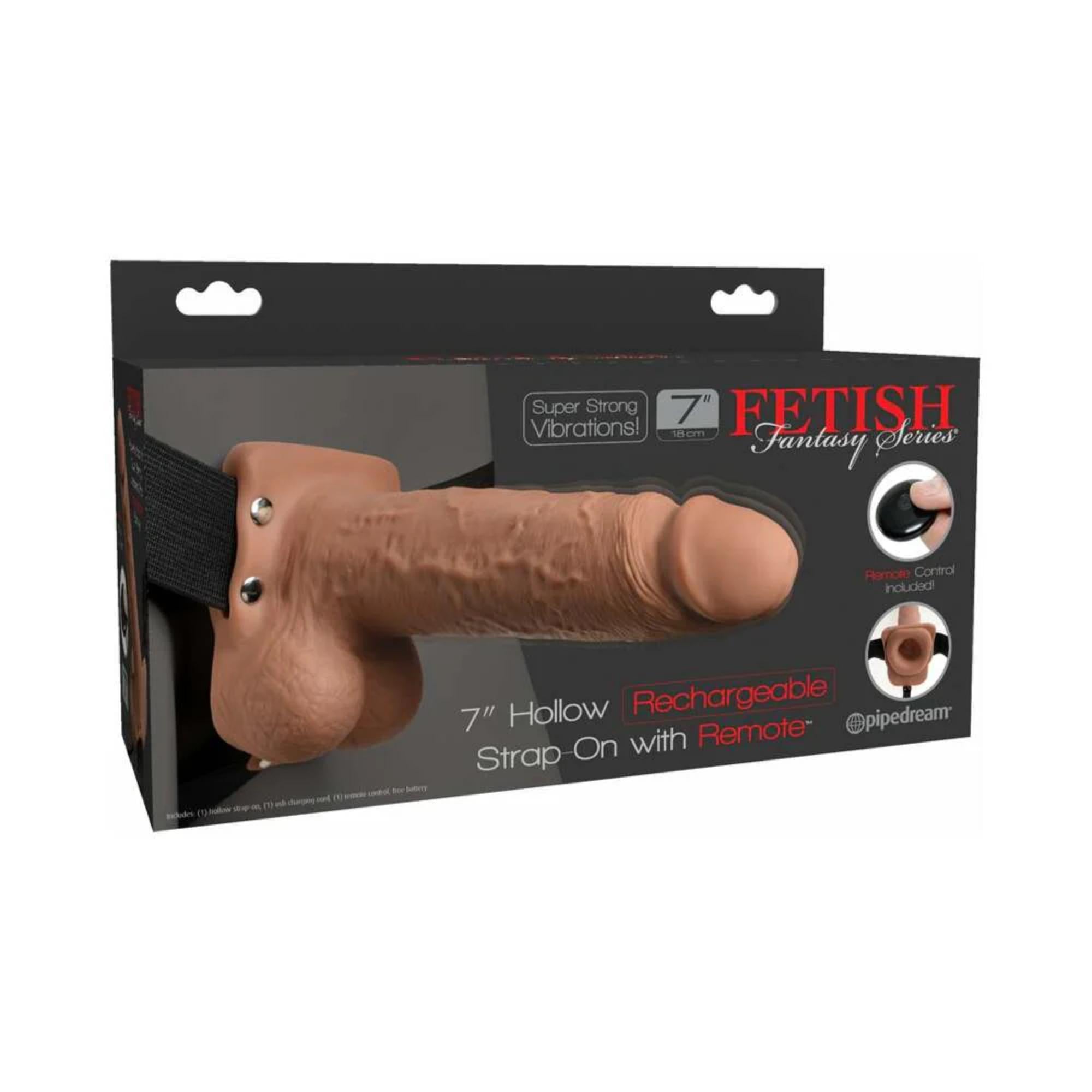 Pipedream Fetish Fantasy Series Vibrating 7 in. Hollow Strap-On With Balls