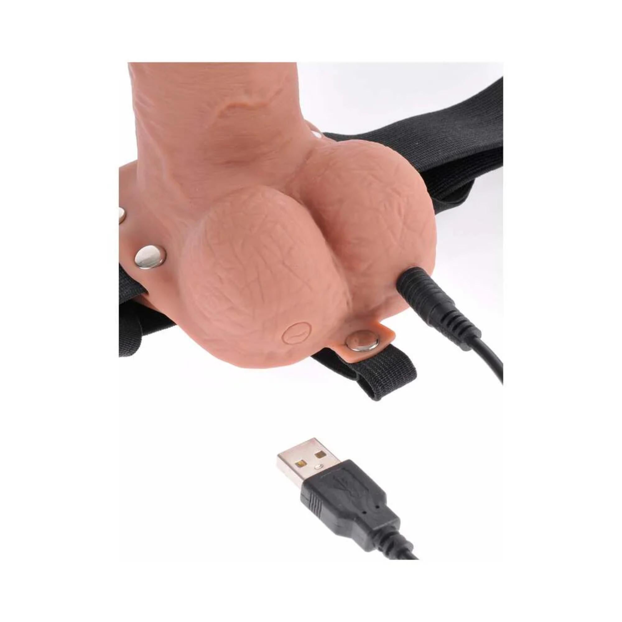 Pipedream Fetish Fantasy Series Vibrating 7 in. Hollow Strap-On With Balls