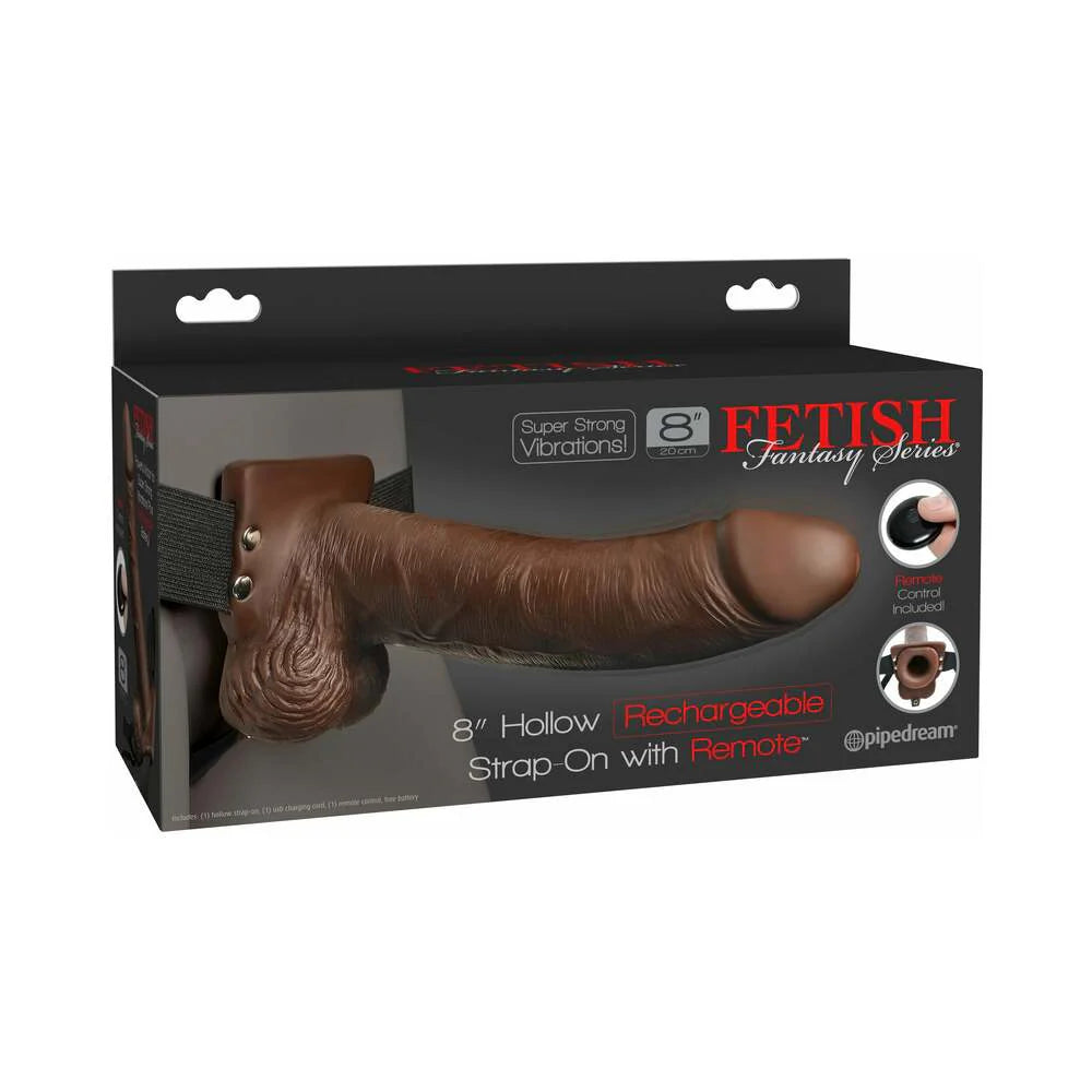 Pipedream Fetish Fantasy Series Vibrating 8 in. Hollow Strap-On With Balls