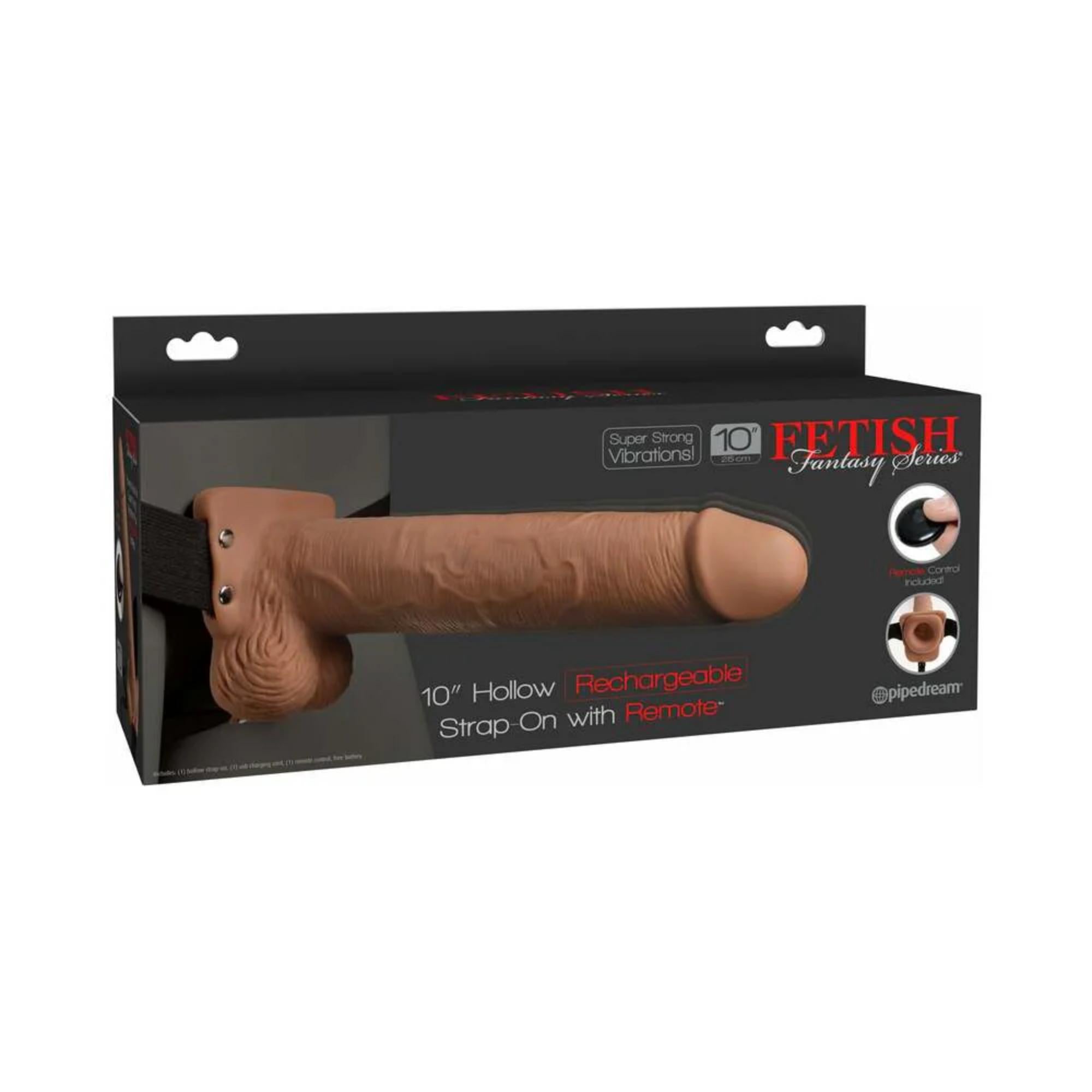 Pipedream Fetish Fantasy Series Vibrating 10 in. Hollow Strap-On With Balls