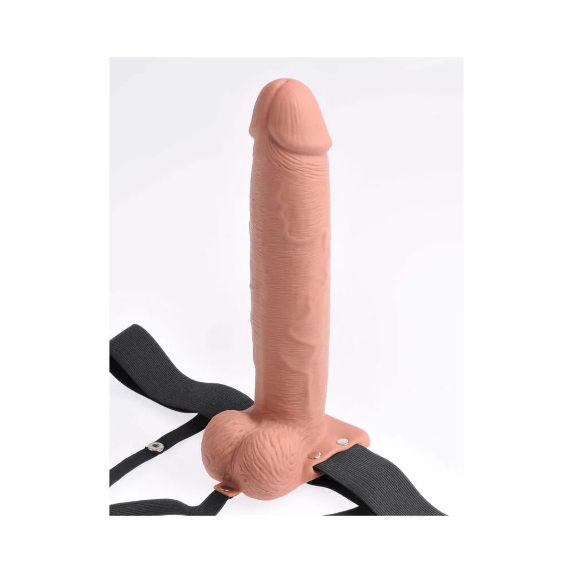 Pipedream Fetish Fantasy Series Vibrating 10 in. Hollow Strap-On With Balls