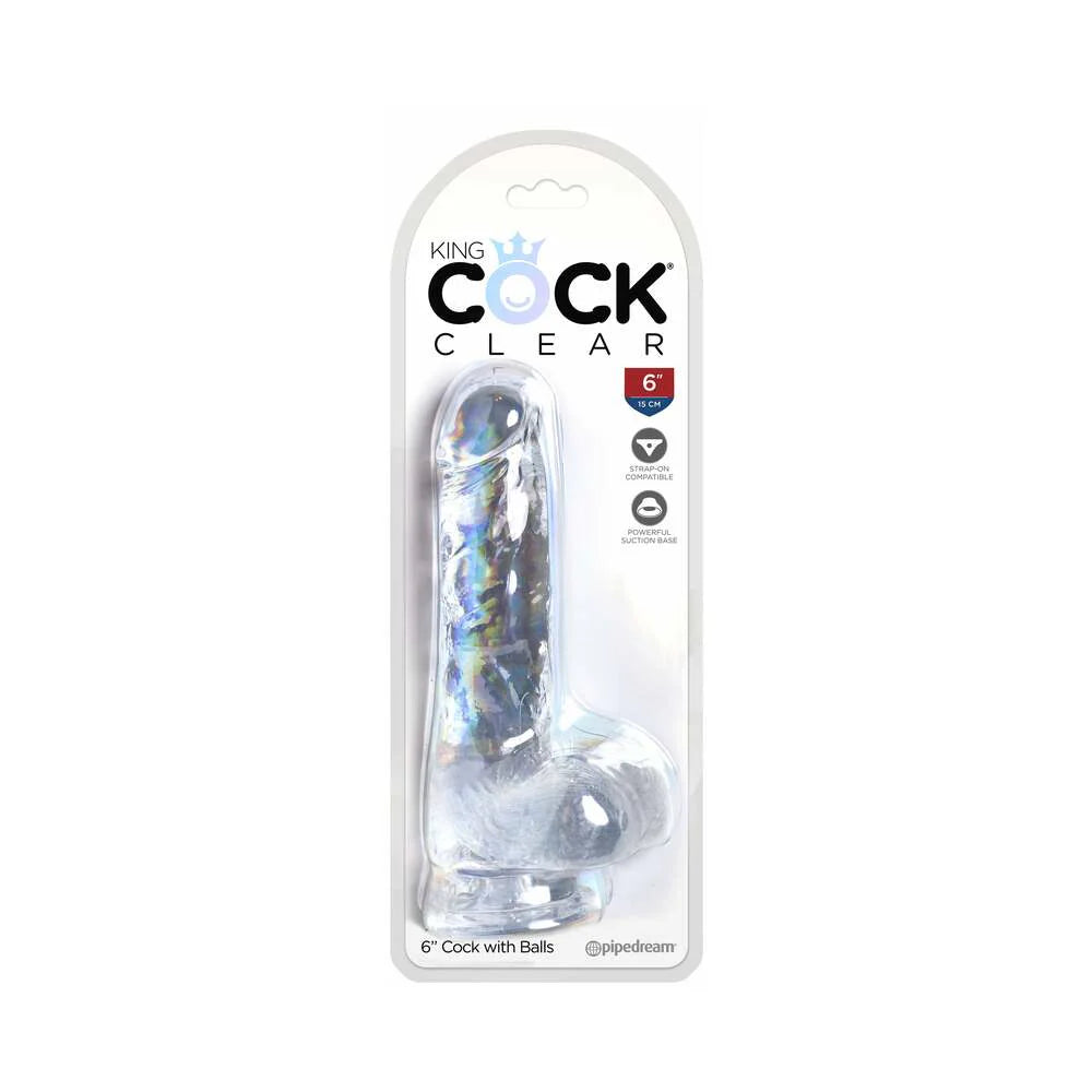 Pipedream King Cock Clear Dildo with Balls 6in