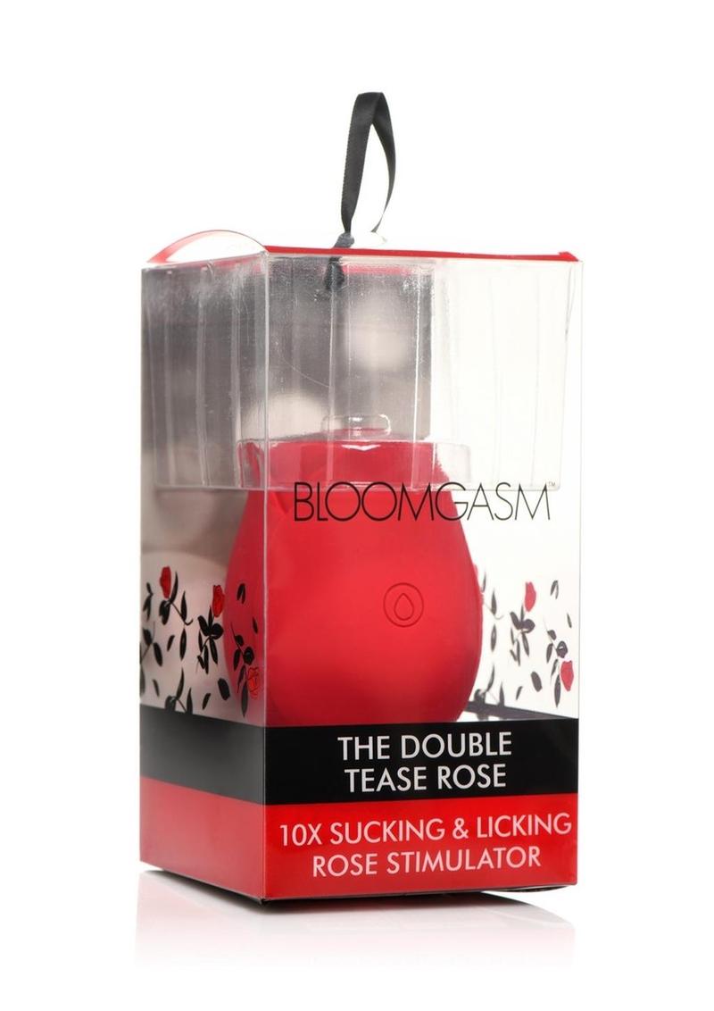 Bloomgasm Double Tease Rose 10X Rechargeable Silicone Sucking & Licking Stimulator